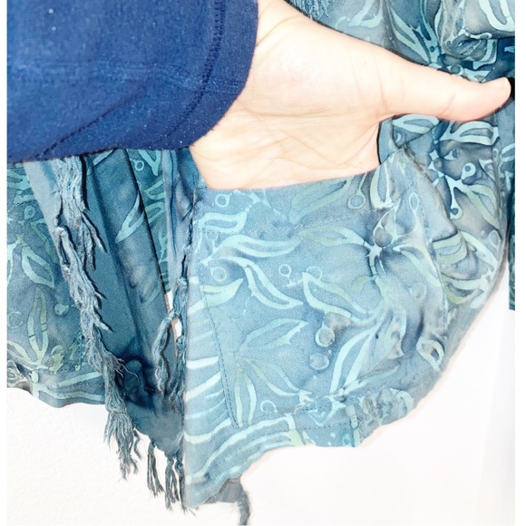 BATIK Handmade Shrug in Teal / muted turquoise Lightweight SZ: Large - Picture 3 of 6